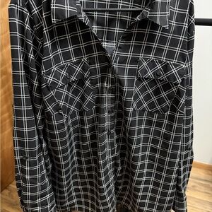 Kim Rogers Women's Black and White Plaid Blouse